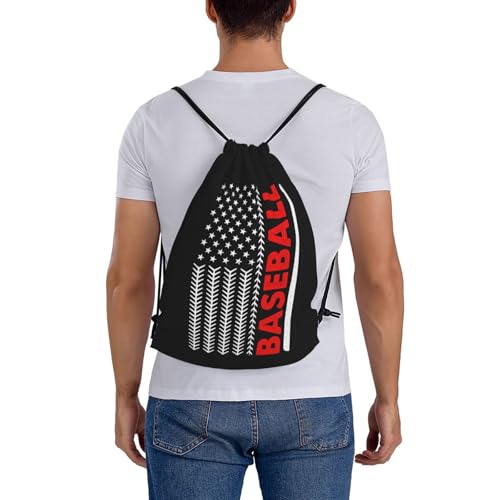 American Baseball Flag Unisex Drawstring Backpack Bag Sport Gym Travel Swim Sackpack - color: American Baseball Flag1