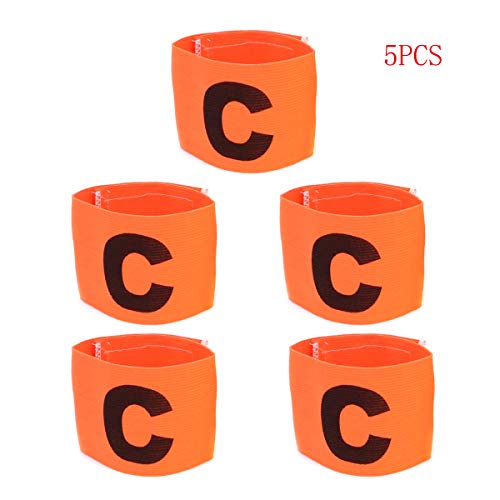 COMOK Football Soccer Elastic Captain Armband Basketball Adjustable Player Bands for Kids and Youth, 5 Pack - color: Orange