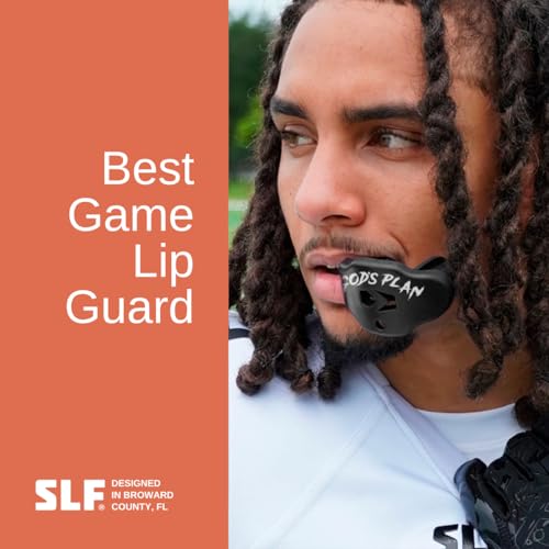 SLEEFS Football Mouth Guard - Youth Mouthguard with Strap - Lip/Teeth Protector Mouthpiece - No Boil - for Youth/Adults, Maximum Air Flow, for All Sports - God's Plan Black