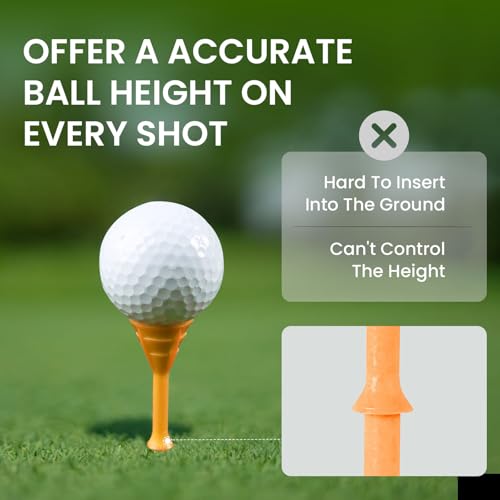 VEASAERS Golf Tees Plastic 3 1/4 inch Unbreakable 30 Pack with Pouch Bag, Durable Stable Available 83 mm Long Tee for Golfer Practice - color: Orange