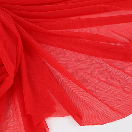 Superfine 4-Way Stretch Net Fabric Nylon Spandex Power Mesh Lightweight Sheer 60" Wide, a Continuous 5 Yards (Vivid Red) - color: Vivid Red