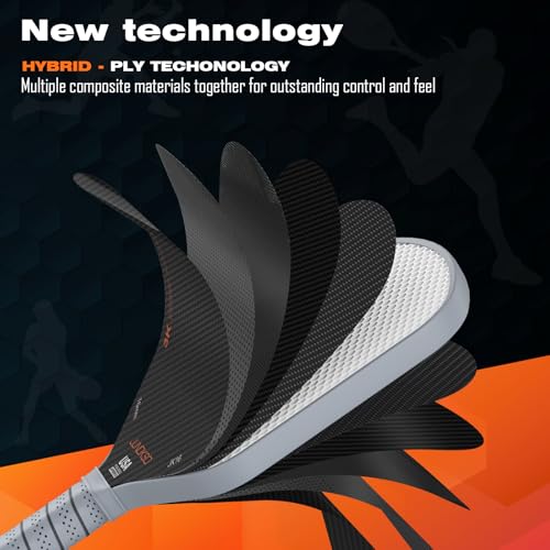 Professional Pickleball Paddles- T700 Carbon Fiber Pickle Racket- 3K Raw Carbon Frosted Surface for Enhanced Spin and Friction - USAPA Approved Offensive Long Paddle for Intermediate Advanced Players - color: Grey