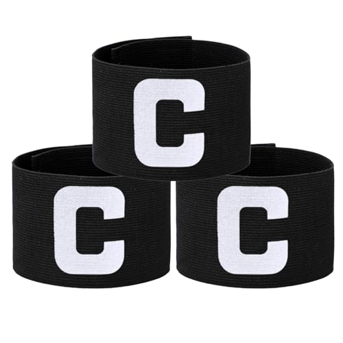 3PCS Captain Armbands, 7x33 Cm/2.75x13 Inch Black Soccer Captain Armband Adjustable Leader Armband Team Sport Armband Football Rugby Basketball Player Band for Adult Youth Soccer Volleyball Team