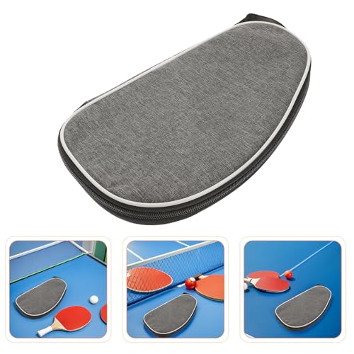 Wakauto Table Tennis Paddle Bag 2pcs Set Gray Shell Hard Protective Case with Ball Storage Pocket Portable Sports Handbag for Paddle and Racket Carrying