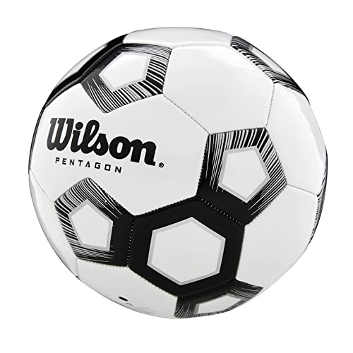 WILSON Unisex Pentagon Bronze Series Soccer Ball, Adult, White/Black - size: 5