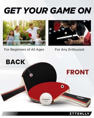 Ping Pong Paddles with Balls - Better Control & Sticky Inverted Rubber - Table Tennis Paddles Set for Indoor & Outdoor Games