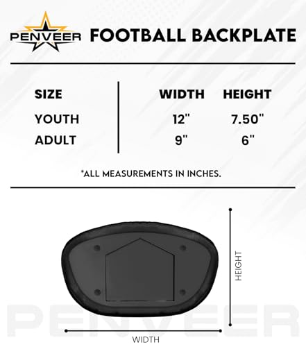 Football Backplate for Shoulder Pads with High Impact Padding, Adult & Youth Lower Backplate Football - color: Black, size: Adult