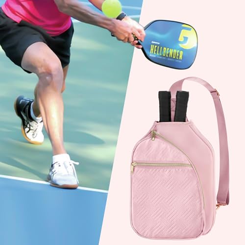 Women's Pickleball Bag - Sling Paddle Bag with Patent Design - color: Pink