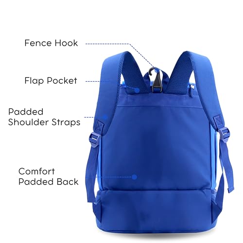 J World Ace 2 Racket Tennis Backpack for Women Men. Badminton Squash Pickleball Bag. Kids Sports Gym Bag w/Shoe Compartment - color: Navy