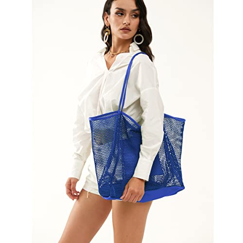 HOXIS Mesh Beach Tote Womens Shoulder Handbag - color: Klein Blue