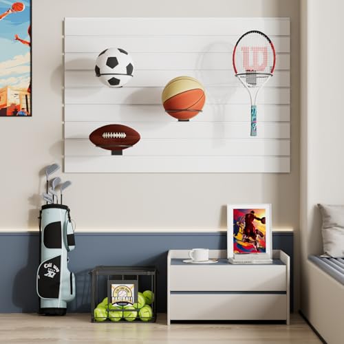 6 Pack Slatwall Ball Holder, Slatwall Accessory for Sports Ball Storage, Steel Ball Rack for Basketball, Football, Soccer, Volleyball