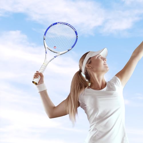 Pro Tennis Racket for Adults, 2 Player 27 inch Speed Tennis Racquet Acceptable for Beginner and Professional with 3 Tennis Balls, 2 Vibration Dampes, 2 Overgrips, Tennis Bag - color: Blue