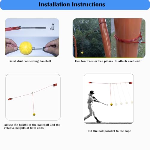 Batting Swing Trainer for Baseball and Softball,Solo Baseball Softball Hitting Trainer,Rope Bat Swing Trainer,Softball Training Equipment,Baseball Swing Training for Backyard