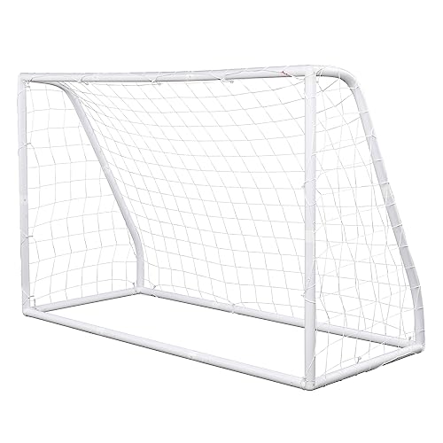 6 x 4 Ft Soccer Goal Set, 3 in 1 Portable Soccers Training Equipment with Soccer Net, Ball, Target & Rebounder Panel, UPVC Frame Practice Football Goals for Backyard Outdoor