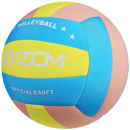 EVZOM Soft Indoor Volleyball - Super Soft Fabric Safe and Silent Volleyball for Girls Boys Kids Youth Beginners,Light Volleyballs for Inside House and Yard Tranining