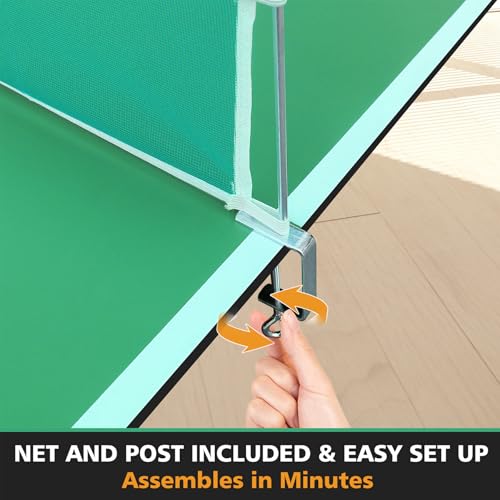 7 * 4ft Portable Ping Pong Table Top, Foldable Ping Pong Table Topper for Pool Table with Net & Premium Foam Padding - color: Green