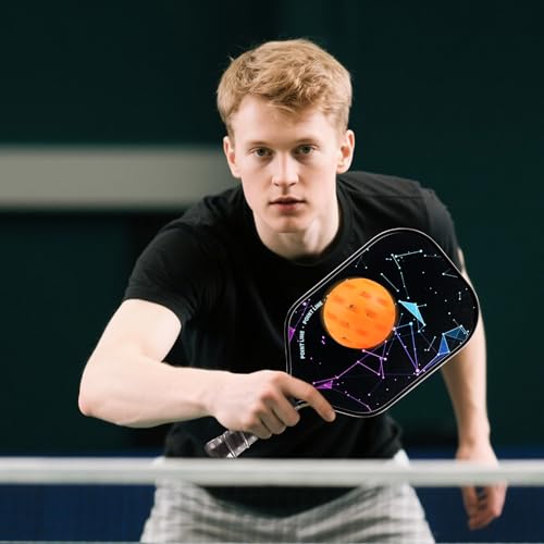 TADHG Pickleball Paddle Set 2 Lightweight 8.4oz Paddles with Honeycomb Core Spin-Friendly Surface 4 Balls - color: 02. Gradient Blue