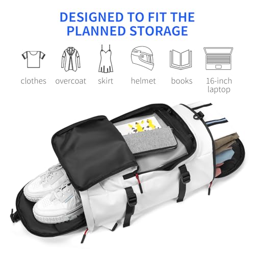 YOUMIAN Gym Duffle Bag 3 IN 1 Travel Backpack 40L Waterproof Shoe Compartment for Men and Women Basketball Soccer Sports Bag (White) - color: White
