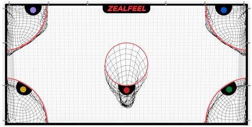 ZEALFEEL Soccer Target Net, 12x6ft Goal Net with 5 Scoring Zones for Practice Shooting & Goal Shots, Anti-Tear Mesh, 3 Steel Rods, Removable Stick-On Markers, Portable Football Training Equipment