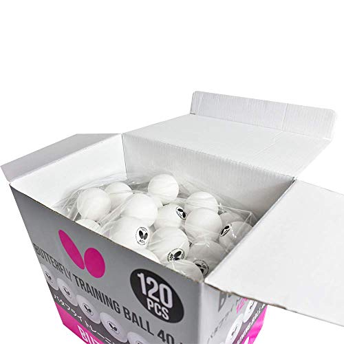 Butterfly 40+ Training Ball 40+ Ball Used for Training – Pack of 6 or Box of 120 White Training Balls – 40+ Training Balls are Comparable to a Three-Star Ball