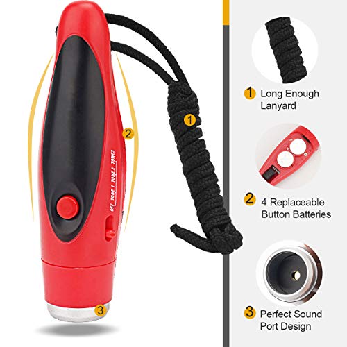 Electronic Whistle, Battery Operated Whistle Adjustable 3 Different Loud Whistle Sounds with Lanyard Handheld Electronic Whistles for Referees Volleyball Coaches Teacher, Soccer Sports Whistle - color: red