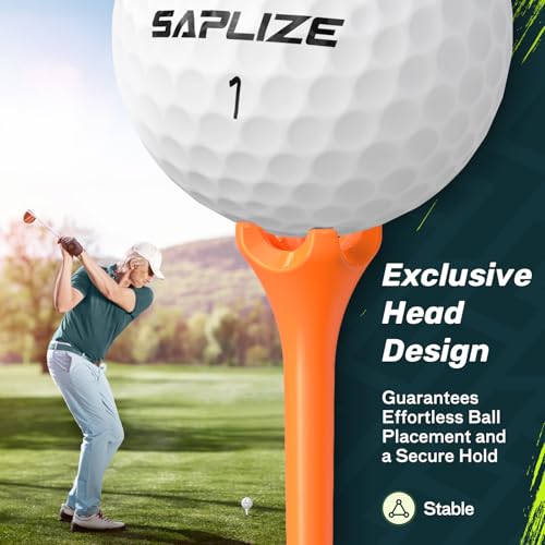 SAPLIZE Upgraded 4-Prong Golf Tees Plastic, 50/100/120/200 Pack (1-1/2", 2-3/4'', 3-1/4"), Engineered to Reduce Friction & Side Spin, Unique Golf Gifts for Golfers - color: Orange (50pcs, 3-1/4")