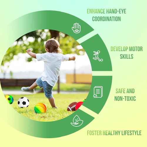 Soft Balls for Toddlers Kids 1-3 3-5, Easy to Grip 5" Small Balls 7 Pack, Mini Football Soccer Basketball Playgroundball - First Birthday Gift Baby Toys for Boys Girls - color: 7 Inflatable Balls 5"