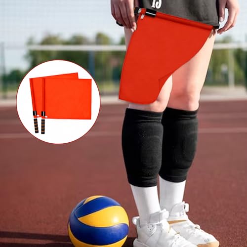 Volleyball Referee Flags Set with Storage Bag, 4PCS Referee Toolkit Includes Volleyball Flags, Storage Bag, 304 Stainless Steel Whistle, Red and Yellow Cards