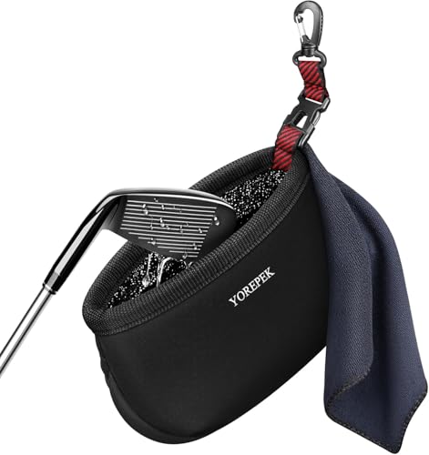 YOREPEK Golf Gifts for Men, Golf Club Cleaner Bag in Gift Box, Golf Ball Cleaner with Towel & 360° Rotating Clip, Golf Bag Accessories for Men Dad Golfer, Black