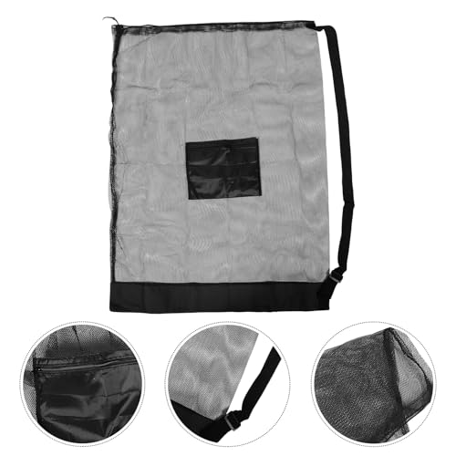 TOYANDONA Large Capacity Mesh Drawstring Ball Bag with Shoulder Strap, Heavy-duty Athletic Ball Storage Sack for Basketball Volleyball Football, Portable Team Equipment Organizer for Outdoor