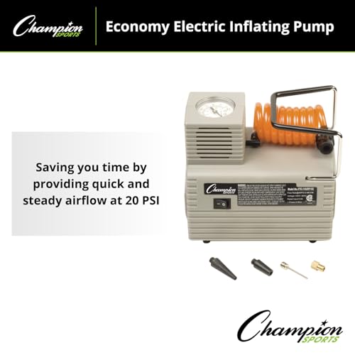 Champion Sports Electric Ball Inflator – Quiet High-PSI Air Compressor & Ball Pump for Sports Balls, 110–120V AC - size: 1/8 HP - 20 PSI (Economy)