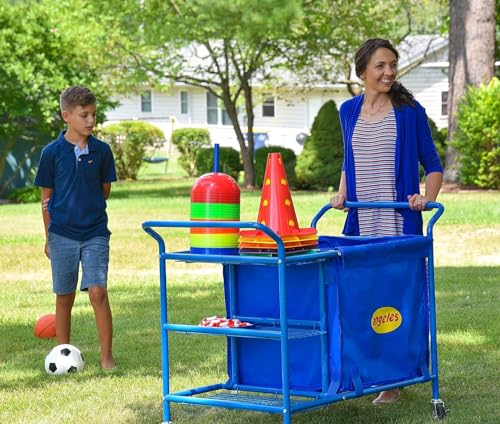 Children’s Factory Rolling Ball Cart, Gym Sports Equipment Storage, Rolling Utility Cart