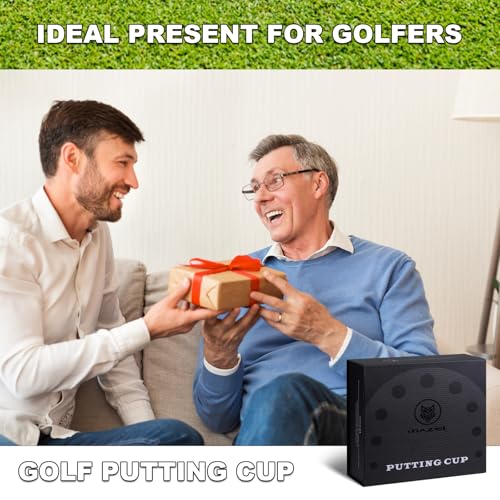 MAZEL Golf Putting Cup Hole Accuracy Trainer - Anodized Milled Aluminum Alloy Putting Training Aid for Indoor Outdoor Practice, with Carry Bag - color: Gold