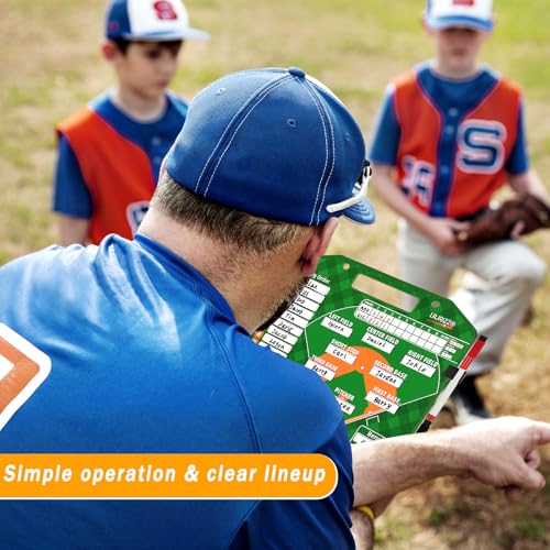 Magnetic Baseball Lineup Board,Baseballs Lineup Cards Baseball Lineup Board for Dugout Baseballs Clipboard for Coaches Softball Coach Must Haves Marker Boards Baseball Coaching Accessories(Green)