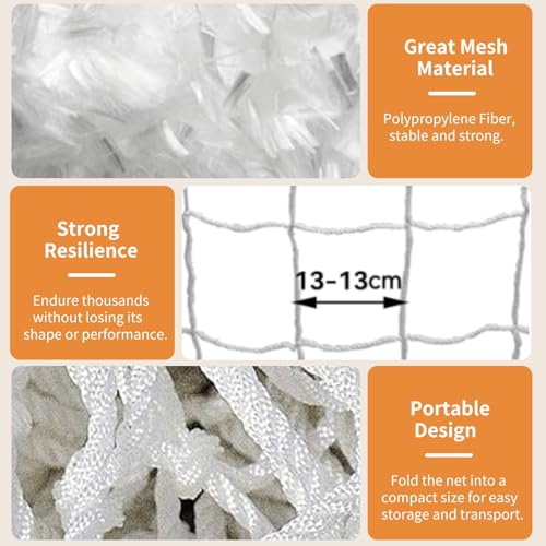 Soccer Net, Soccer Goal Replacement Net for 24x8ft, 12x6ft, 8x6ft and 6x4ft, Football Goal Post Netting, Adults and Youth Soccers Practice 5 Size Ball - size: 24X8FT