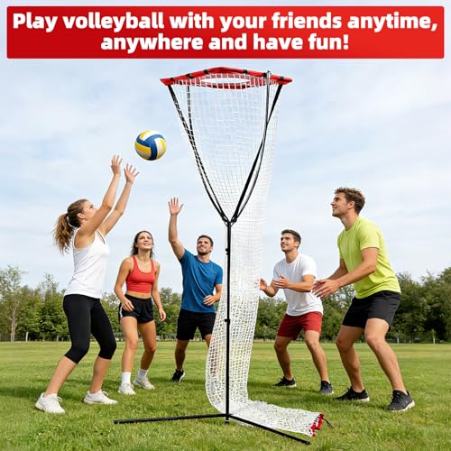 Sweetone Volleyball Setter Training Net, Volleyball Training Equipment Adjustable Angle Height 7.5-13 Ft Indoor and Outdoor Volleyball Training Network for Serving, Spiking and Setting