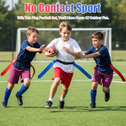16 Pcs Flag Football Belts, Adjustable Flag Football Set with Flags, Suitable