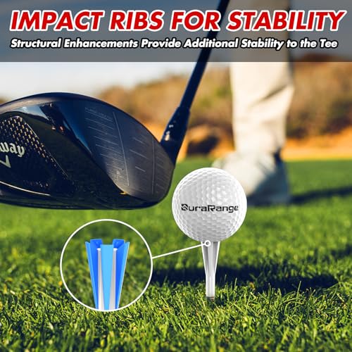 DURARANGE Premium Golf Tees - 5-Prong & 4-Prong Anti-Slip, Enhanced Stability, Unbreakable Golf T 3-1/4" for 360cc Drivers, Ideal Gift for Golfer - color: Elite Golf Tees- Milky White- 50pk
