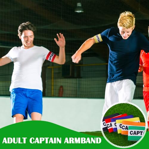 Simgoing 12 Pcs Soccer Captain Armbands Elastic Wrist Armbands Adult Team Leader Adjustable Sports Training Accessories