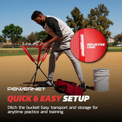 PowerNet Baseball Softball Portable Ball Caddy, Holds Bucket of Baseballs, Softballs, Tennis Balls, Use During Batting Practice Training and Drills
