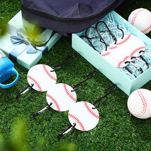 CroBlissful 6 Pcs Bag Hook for Fence Baseball Football Basketball Tennis Team Gifts Bag Clip Sports Backpack Buckle with Acrylic Board for Bat Water Bottle Player Lover Gifts - color: Baseball