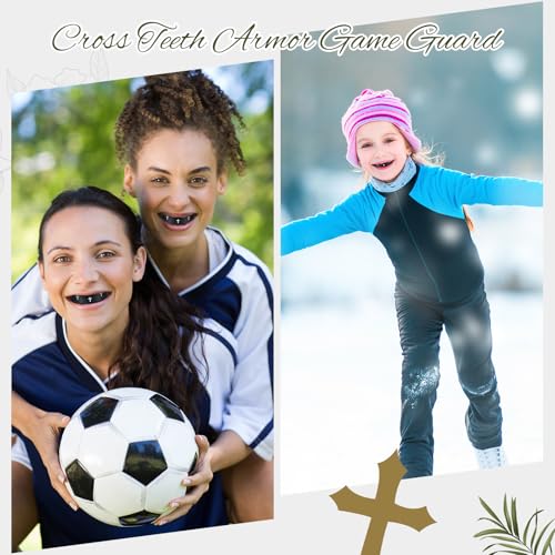 Yaomiao 2 Pcs Mouth Guards Christian Teeth Guards Sport Game Guard & Case Religious MouthGuard Soccer Football Basketball Baseball Wrestling Lacrosse Rugby Boxing Taekwondo - size: Adult, style: Black & Cross
