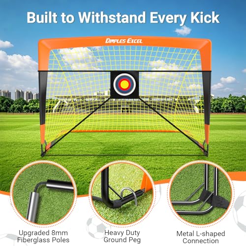 Dimples Excel Soccer Goals Kids Net for Backyard 7x5, 5x3.6, 4x3, 3x2.2 FT - style: 4x3 FT, 2 Set