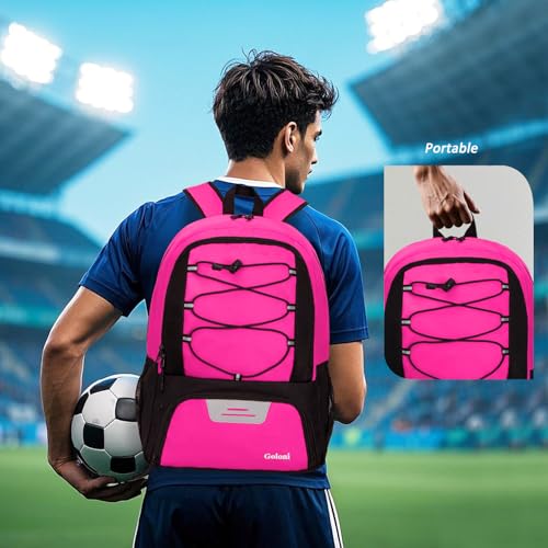 Goloni Soccer Bag, Basketball Bag with Ball Compartment & Shoe Compartment,Large Soccer Backpack for Basketball,Gym,Football - color: Pink