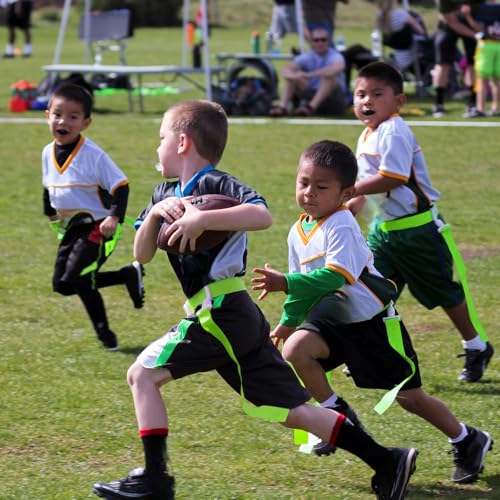 Peryiter 2/12/24/36 Player Flag Football Belt, Adjustable Football Belts and Flags for Kids Youth Adult Sport Team Training - color: Fluorescent Green