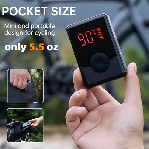 Electric Mini Bike Pump with 130PSI Gauge, Portable Bicycle Air Pump with Presta and Schrader Valve, Auto-Stop Fast Inflation Mini Air Pump for E-Bike, MTB, and Road Bike Tires