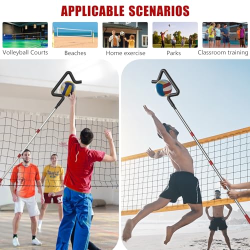 Volleyball Spike Trainer, Height Adjustable Volleyball Hitting Trainer, Hitting Training Tool for Snapping, Serving and Jumping Drills, Hitting Training Equipment for Beginners and Professionals