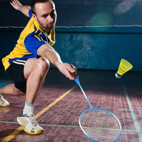 Woanger 8 Pack Badminton Rackets Set Including Badminton Racquets, Nylon Shuttlecocks and Carry Bag for Outdoor Backyard Games Beginners - color: Blue & Purple