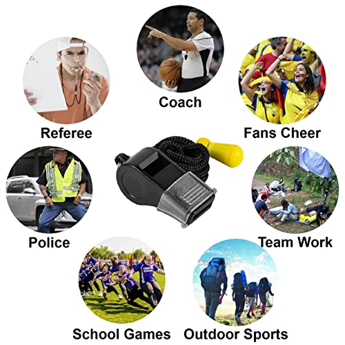 12 Pack Sport Whistles with Lanyar for Coaches, Referees and Officials, Loud Crisp Sound - color: 12 Pcs(black)