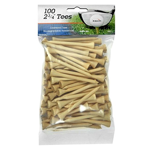 Intech 2-3/4 Inch Wooden Golf Tees, 100 and 500 Pack, Multiple Colors Available - color: Natural, style: 100 Count Bag